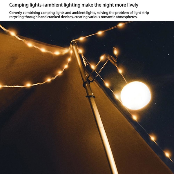 Vattentäta, bärbara och hopfällbara utomhusstränglampor för camping warm light10m