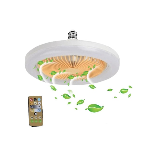30W Taklampe med Integrert Lys E27 Fjernkontroll Takbelysning Soverom Stue Bryter Contr-c White  Yellow