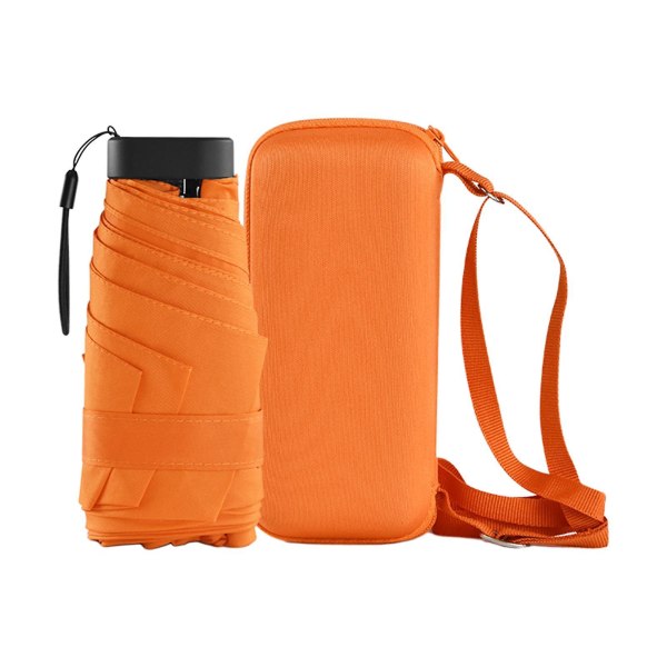 Litet paraply Lättvikts Solparaply Vattentätt Regnsäkert Kompakt Paraply För Män Kvinnor Vikbart Paraply För Vandring Promenader Utomhus Orange