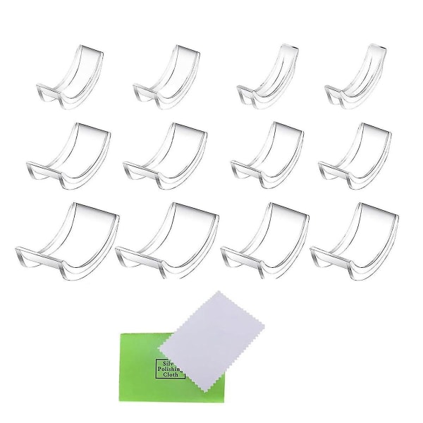 12 stk Usynlige Ringjusterere for Løse Ringer Passer til Alle Ringer Ringklips for å Gjøre Ringer Mindre RingBY Transparent