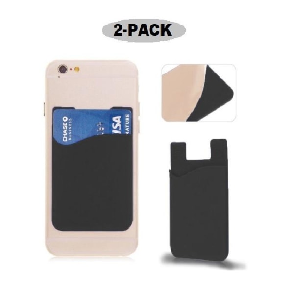 2-Pack Kreditkortsficka Silikonvkorthållare till smartphones black