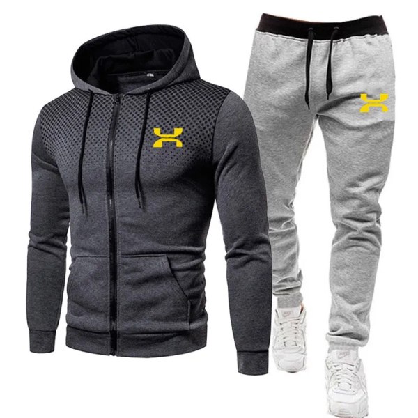 2023 Fashion Tracksuit til mænd Hoodie Fitness Gym Tøj Mænd Løb Sæt Sportswear Jogger Mænds Tracksuit Vinter Dragt Sport Dark grey gray an Y XL