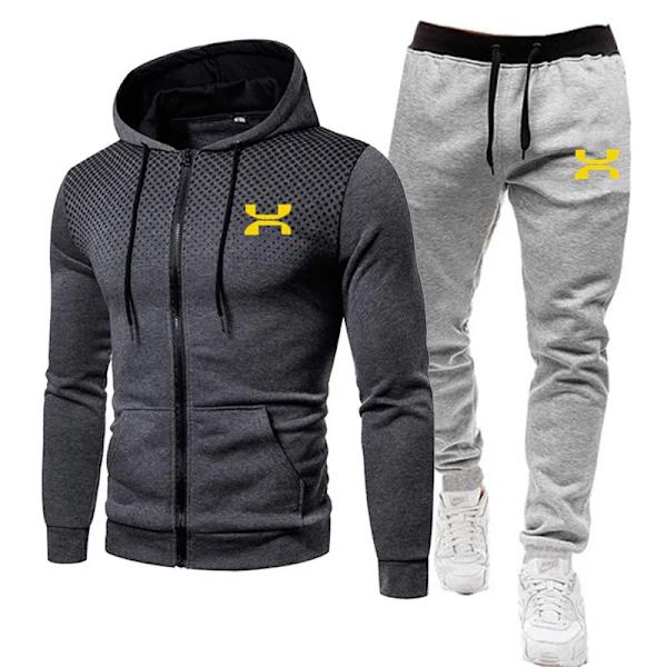 2023 Mote Treningsdress For Menn Hoodie Fitness Gym Klær Menn Løpesett Sportsklær Jogger Herre Treningsdress Vinterdress Sport Dark grey gray an Y XL