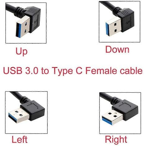 20 cm vinklet USB 3.1 til USB-A konverteringskabel for dataoverføring og lading