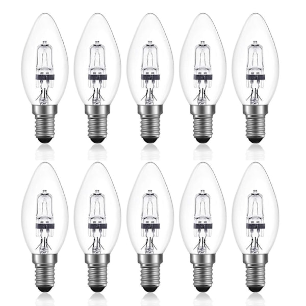 42W E14 C35 Dimbar halogenpære AC 220-240V Varmhvit 2700K e14 transparent halogen lyspære (10 stk)