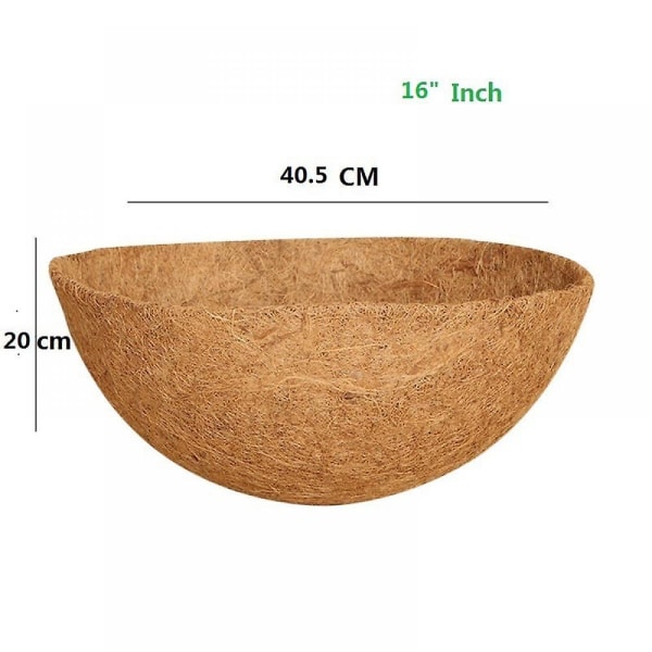 3-pak Hengende Kurv Kokosfiber Liner Veggmontert Kokosfiber Liner Trog 100% Naturlige Plantefibre Liner Utendørs Plantekar Liner Kokosfiber Plantekar Liner 16 inch