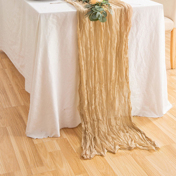 4m Gaze-løper til bryllup, bordløper i cheesecloth, Rustikk styling Yellow