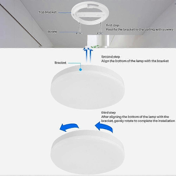 LED loftslampe med 12W bevægelsessensor, lyd- og lysstyring, induktion loftslampe