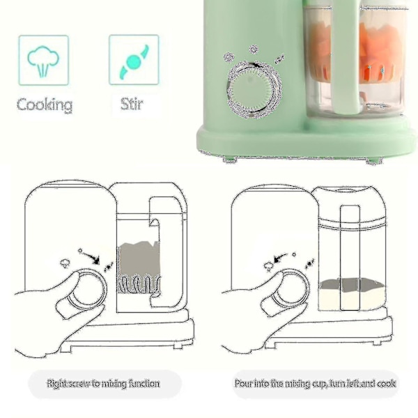 Babymad Maskine, Puree Madprocessor, Dampkogning og Mixer, Opvarmningsmaskine, Alt-i-én Automatisk Madlavning, Automatisk Kogning og Kværning 2024ruiBY