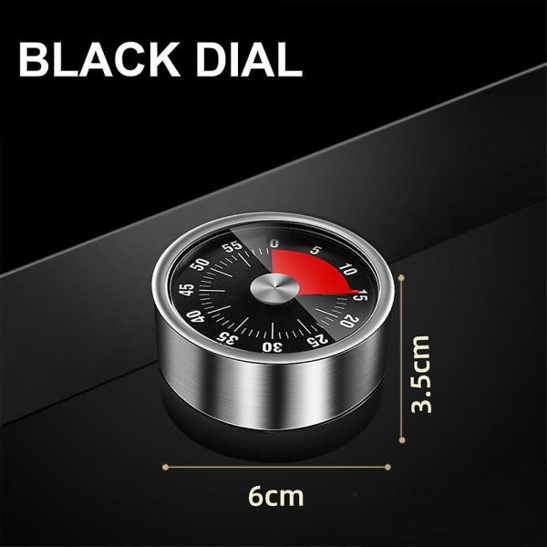 Stainless steel visual timer mechanical kitchen timer 60-minutes alarm cooking timer with loud alarm magnetic clock timer