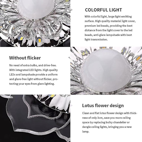 Kvadratisk taklampe med lotusblomst-design for trapper, hage, veranda, LED