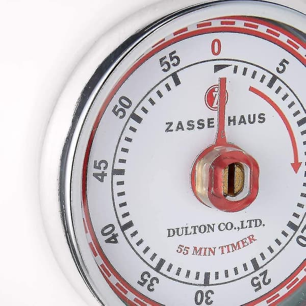 Magnetisk retro køkkentimer, klassisk mekanisk madlavningstimer (rød) White
