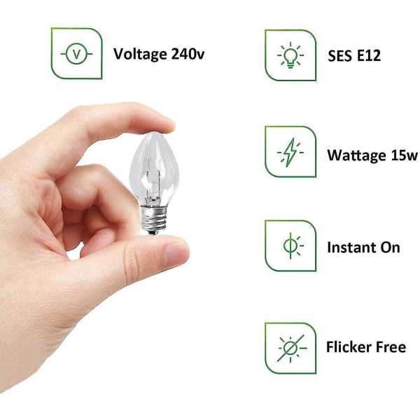 Pakke med 6 Himalaya Saltlampe Pærer E12, 15 Watt til Soveværelsesbelysning Dekoration 220-240v