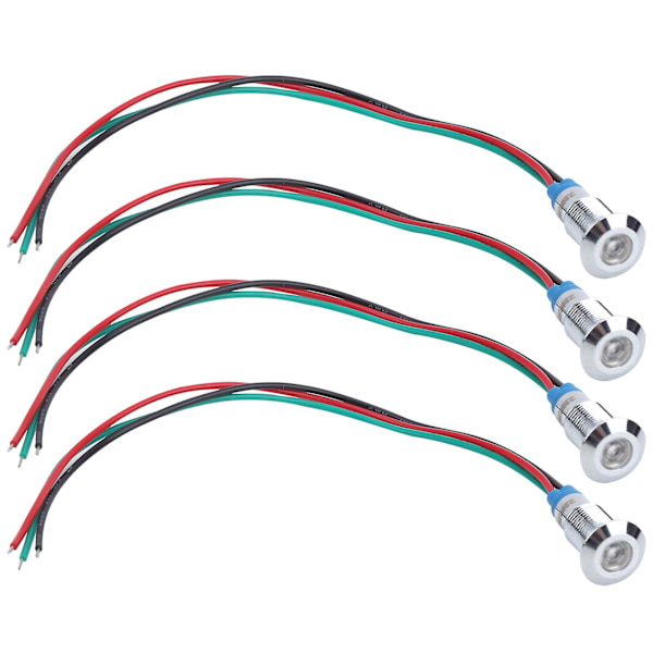 220V 8mm Vattentät Metall LED Indikatorlampa Signal 2Färg Gemensam Anod (Röd Grön) - Set om 4