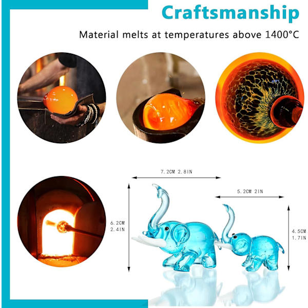 Set med 4 blåsta glasfigurer Vackra igelkottfigurer Handgjorda färgglada glaskonst Djur Samlarobjekt Present Heminredning Elephant
