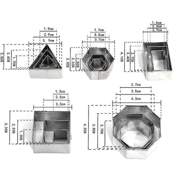 Kakeformer, Små Kakeformer i Rustfritt Stål, 24 Stykker Geometriske Kakeformer Sett, DIY Verktøy for Baking