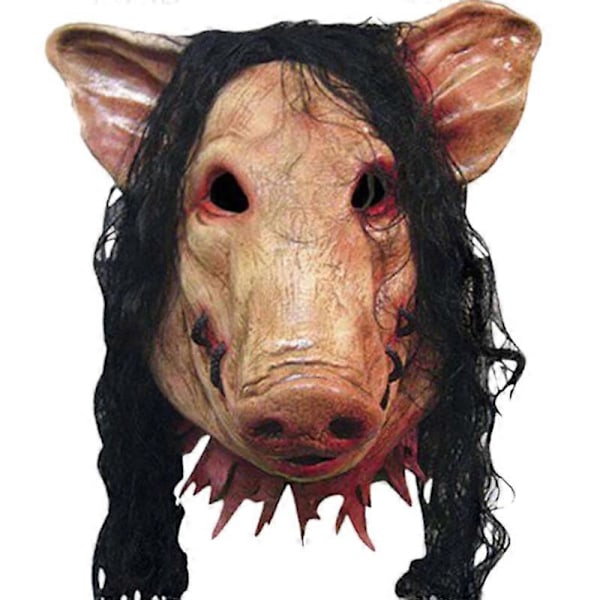 Halloween Scary Saw Pig Head Mask Cosplay Party Horrible Animal Masks Full Face Latex