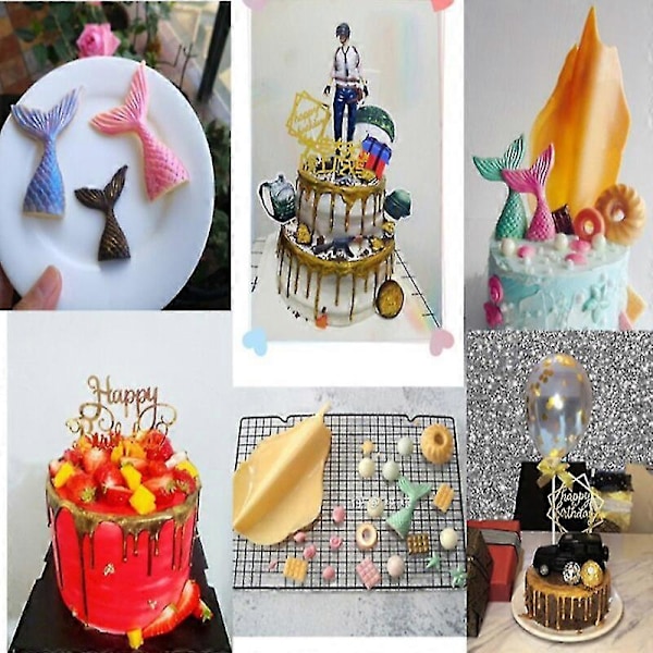 Färgad ätbar guldpulver Mousse Cake Fudge Macaron Choklad Glitterpulver Guldpulver Bakning Kakfärg Dekorationsverktyg (Guld, 1 förpackning, borste n