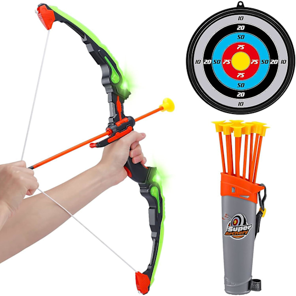 Bue og Pil Legetøj, Børne Archery Sæt til Drenge Piger med 3 Sugeskåls Pile, Mål & Kogger, Børnefødselsdagsgave & Gave Strømpefylder, Indendørs green