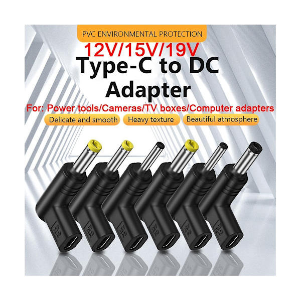 6 kpl USB-C PD - DC virtapäätteitä 12/15/19.5v kaapeli USB-reitittimen tyypin C - DC-liitäntäpistokkeen lataamiseen ([HK])