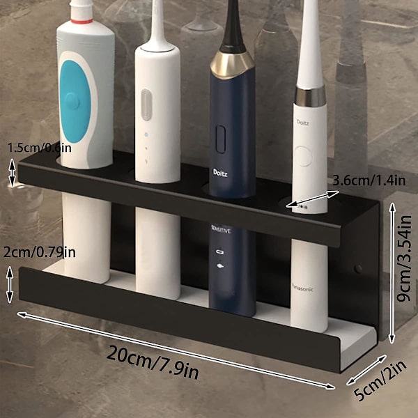 Tandborsthållare, Elektrisk Tandborsthållare, Aluminiumlegering, Tandborsthållare, Ingen Borrning Krävs, för Elektriska Tandborstar 4 Hole