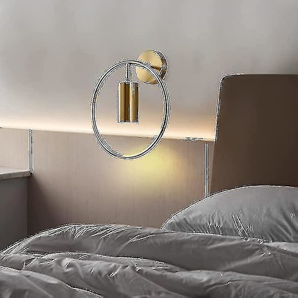 Trådløse væglampetter, Indendørs Batteridrevet Sconce Metal Cirkel Guldfarvet Led Væglamper Armatur VægdekorationBY
