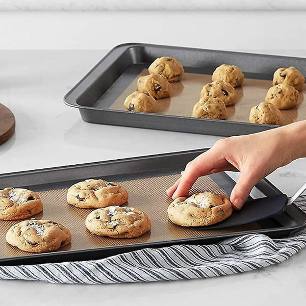 Silikonbakematte, gjenbrukbar non-stick for kaker, makroner, brød og bakverk Black