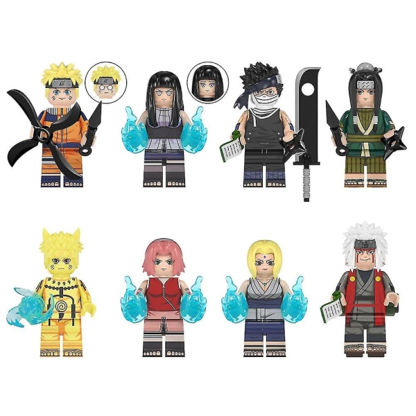 8 stk. Anime Naruto Mini Actionfigur Legetøj, Byggeklodser Legetøjssamlingssæt Til Festartikler, Fans Gave  [DmS] Shaped A