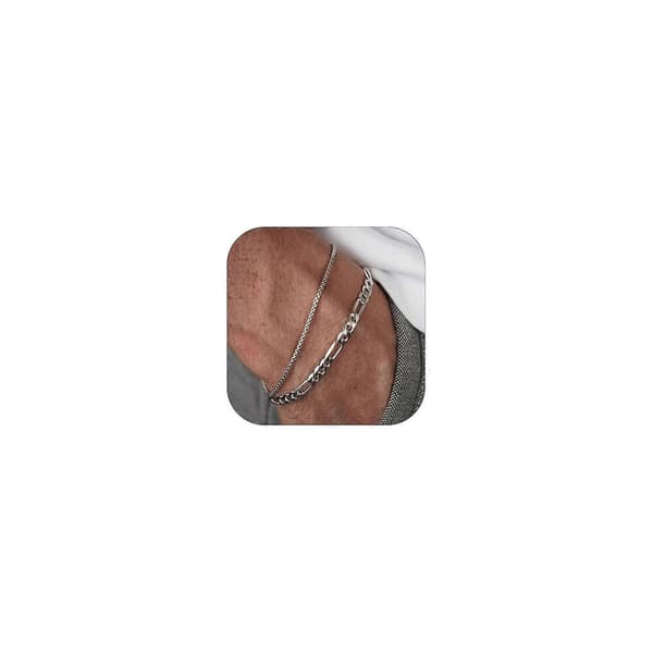 Sølvarmbånd til mænd Rustfrit stål Sølv Lagdelte Armbånd Cubansk Led