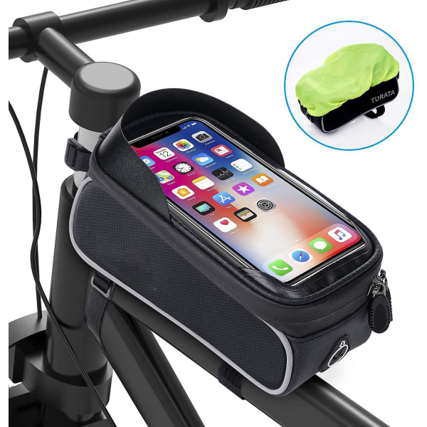 Cykelväska Cykeltelefonhållare, Vattentät cykelramväska, Cykeltillbehör för vuxna, Cykeltelefonfäste med känslig pekskärm och cover