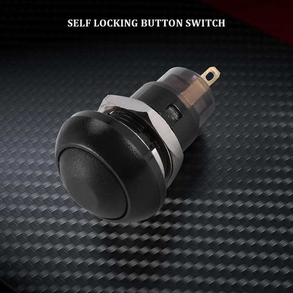 On-Off Låsende Vandtæt 12mm Knap Switch SPST 2A IP67, Sort [DB]