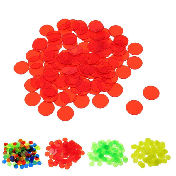 100 stk. 19 mm gennemsigtige bingobrikker i farver til tælle- og matematikspil - Kaesi  [DmS] Light Rose Red 100pcs