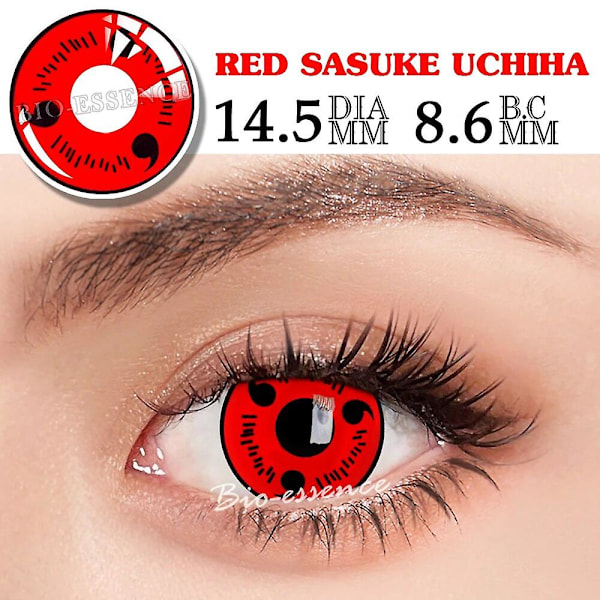 Tib 1 Pari Sharingan Kosketuslinssit Silmille Cosplay-Linssit Anime-Linssit Uchiha Sasuke Kakashi Linssit Anime-Tarvikkeet (FMY) Red Sasuke Uchiha