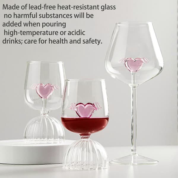 Borosilikatglas Pink Hjerte Vinglas Kærlighed Højt Vinglas/500ml