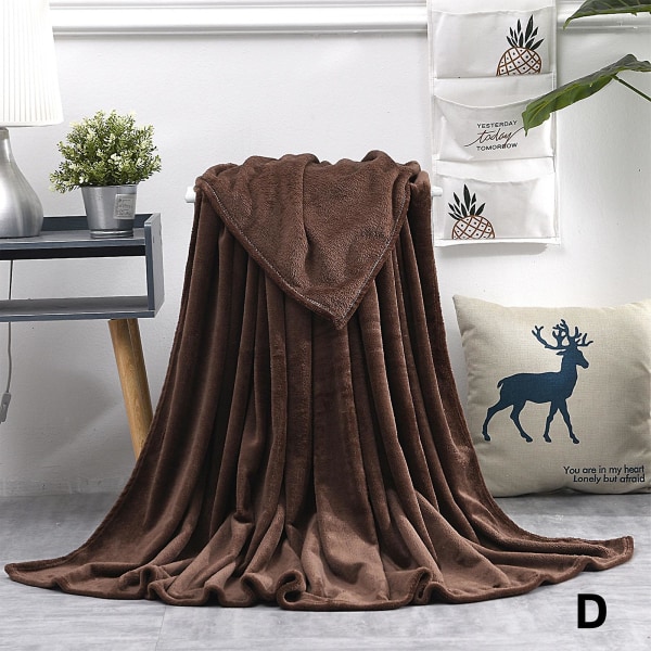 Falsk Pels Fleece Tæppe Stor Sofa Mink Sengestøtte Blød Varmt Dobbelt & King Størrelse FkBY Coffee
