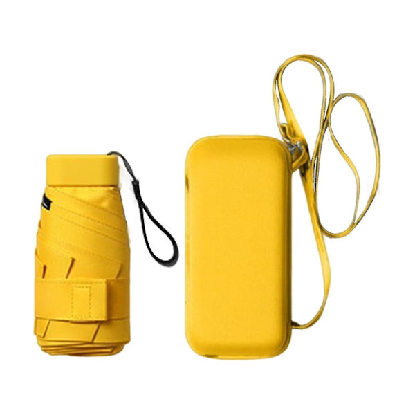 Foldbar Paraply Vindtæt UV-Beskyttelse Kompakt 6 Ribber Forstærket Solparaply Til Udendørsaktiviteter JunmaiBY Yellow