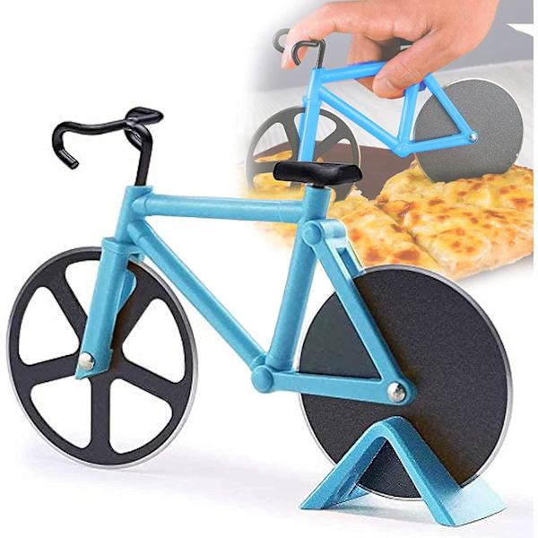 Cykel Pizza Cutter med Non-Stick Blad i Rustfrit Stål, Cykel Pizza Cutter i Rustfrit Stål, Cykelformet Pizza Cutter, Non-Stick Pizza Cutter i Rustfrit Stål