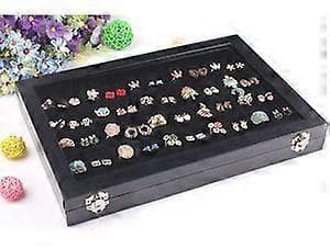 Ringhållare, Sammet Klart Lock 102 Fack Ring Organizer Förvaringslåda Displayfodral