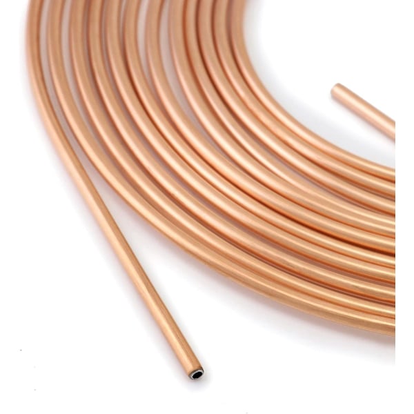 Kobber bremserør 7,6 m, bremserør, OD 4,76 mm, ID 3,3 mm med 16 møtrikker