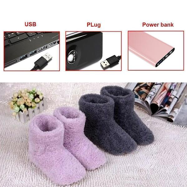 Vinter USB Elektriska Uppvärmningsskor Kvinnor Män Bekväma Plysch Fotvärmare SkorBY Women size 35-39