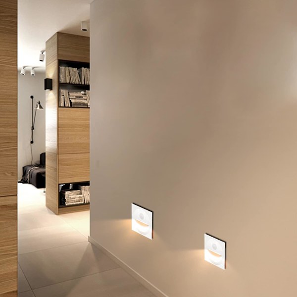 LED-upotettu seinäportaiden valaistusportaan lamppu muovisella liiketunnistimella IP20 (valkoinen, 3000k)BY