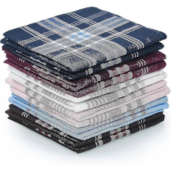 Men's Handkerchiefs, 12 Pack Gents Hankies, Mens Premium Handkerchiefs Cotton White Pocke