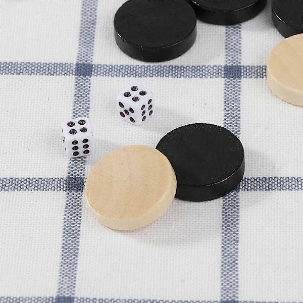 30 kpl puisia tammi-, backgammon- ja shakkipaloja tammipeliin ja shakkiin 19mm