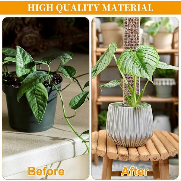 Monstera Stöd, 61 cm 4-Pack Sphagnum Stöd, med Kardborreband och Spikar Inomhus Växtstöd, Monstera, Växtstöd för Klätterväxter Monstera Support f