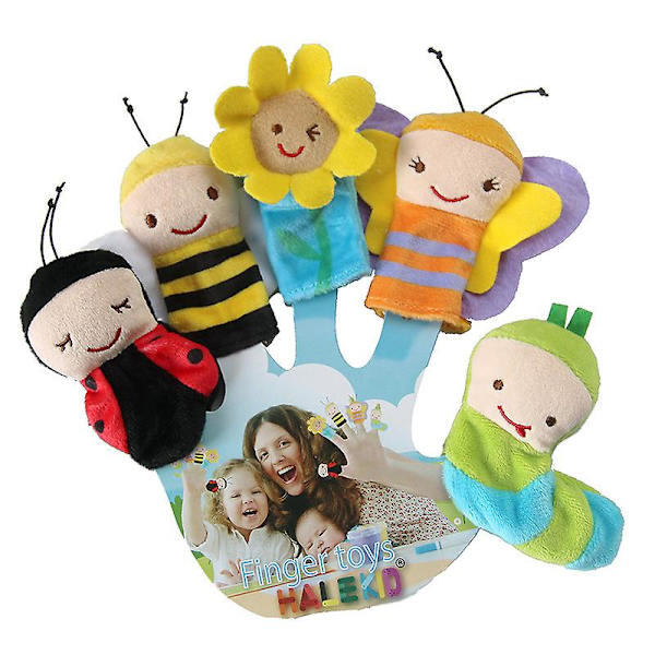 8cm Plush Fingerdocka för Spädbarn Nytt Spel Insekt Litet Djur Handdocka Set Tidig Utbildning Docka (Pris för ett Set (inklusive 5))
