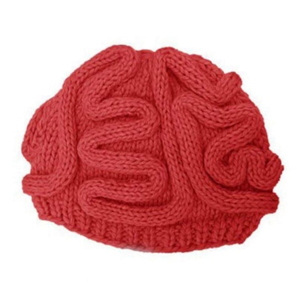 Spoof Horror Hjerne Hue Halloween Beanie Strikket Elastisk Tyk Voksen Barn Skullies Hold Varmen Udendørs Børne Bonnet Vinter Hovedbeklædning Red