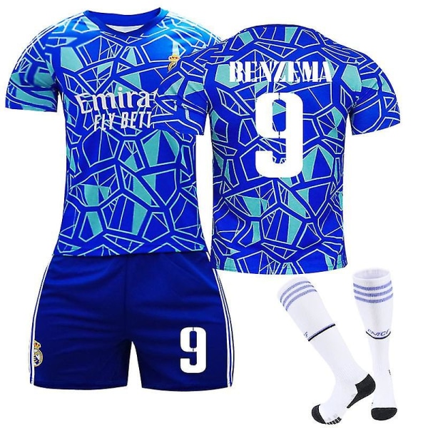 Benzema Hjemme Jersey, Borte Jersey Benzema 9 2223 Bluk Kids 18(100-110CM)