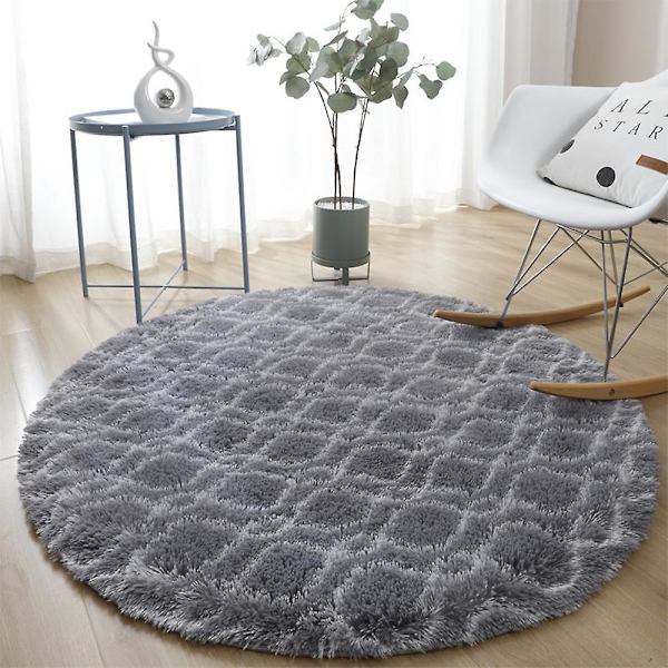 Runde tepper Myke Komfortable Fluffy Shaggy Høyhaug Tepper For Stue Soverom Round Floor Mat-5 Diameter 40cm