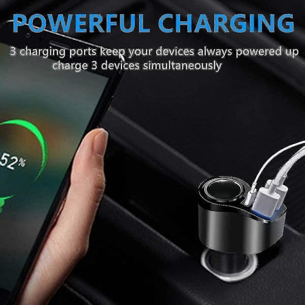 4-i-1 USB C Biloplader 36W USB Cigarettænder Stik Splitter Adapter -ayane