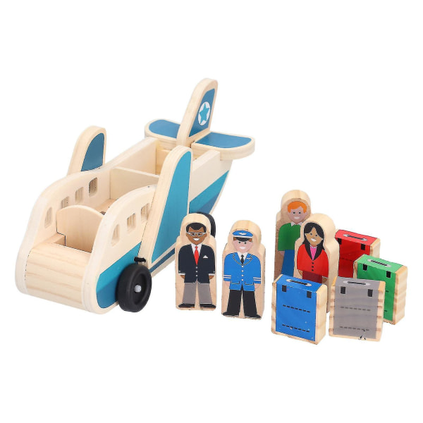 Småbarn Träflygplan Set Air Passenger Jet Play Leksak Pedagogisk flygplansmodell Leksaksflygplan [DmS]